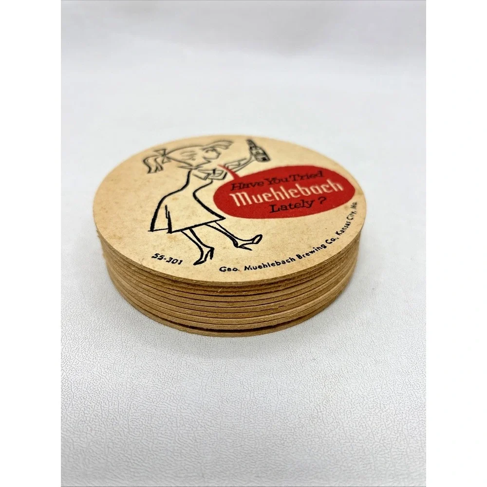 Vintage Have You Tried Muehlebach Lately? Beer Coasters Kansas City Rare 50s Bar